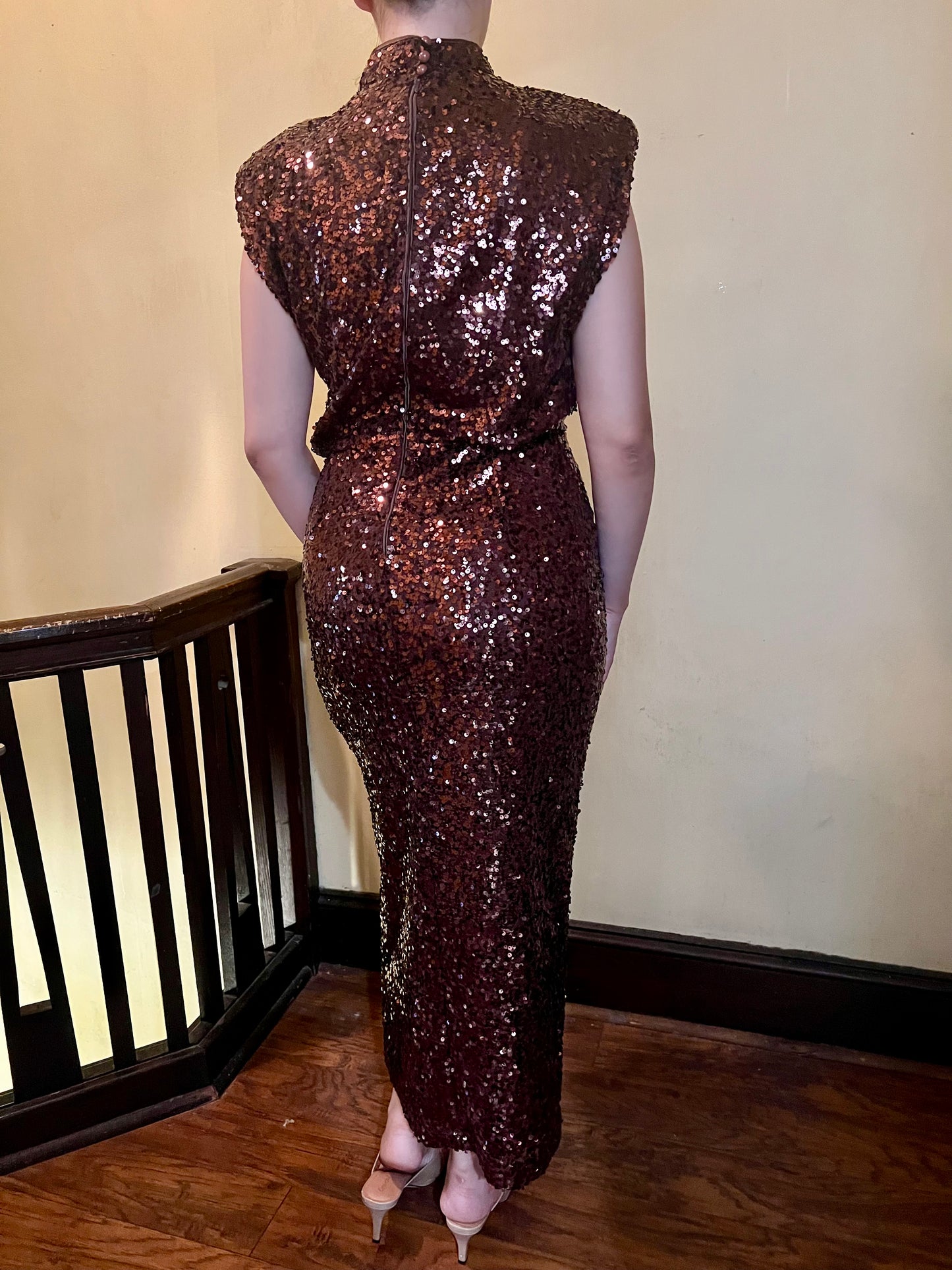 ITMFL Brown Sequenced Rhea Dress XL