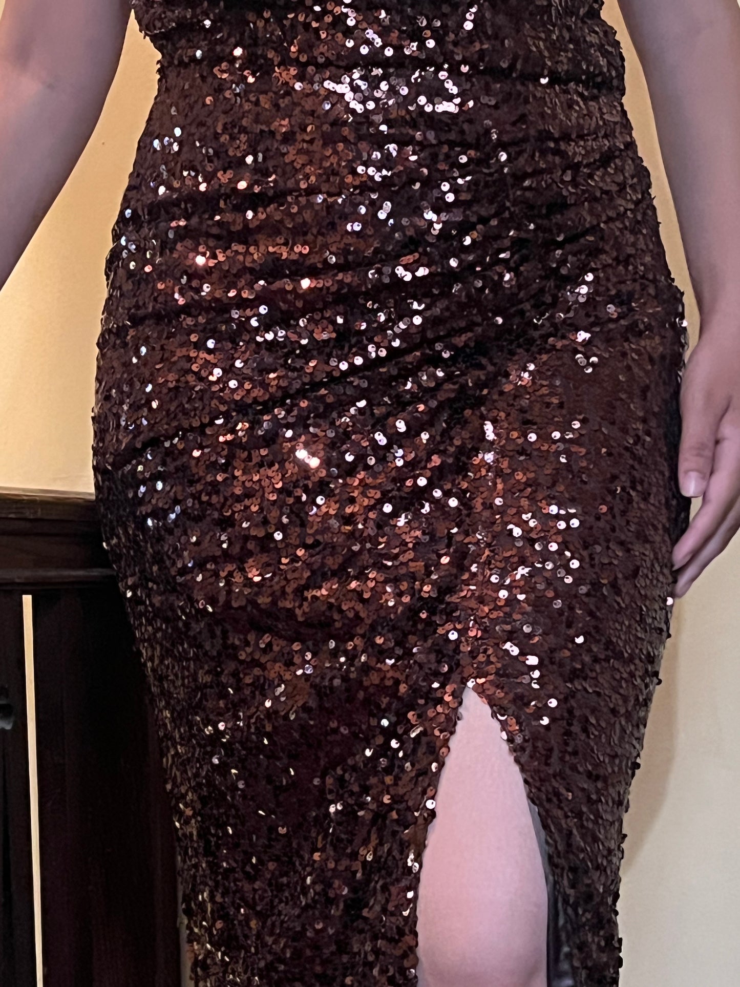 ITMFL Brown Sequenced Rhea Dress XL