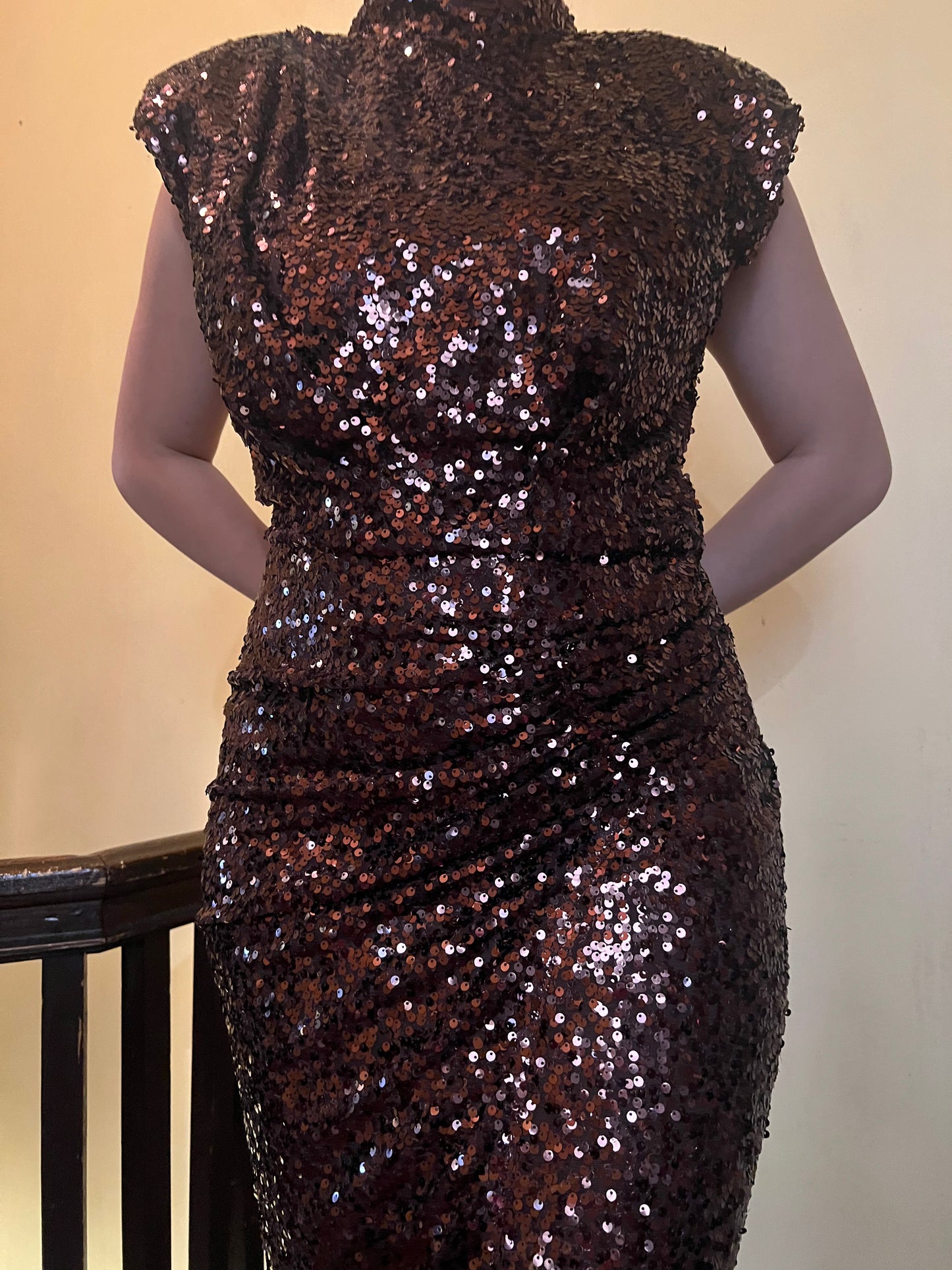 ITMFL Brown Sequenced Rhea Dress XL